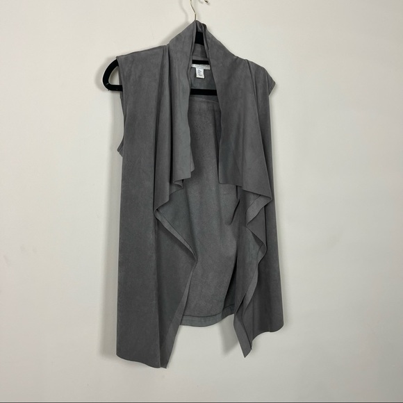 KATHERINE BARCLAY SUEDE CASCADE FRONT GREY VEST SIZE SMALL - Picture 5 of 14